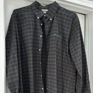 Barbour Men's Navy and Olive Check Shirt